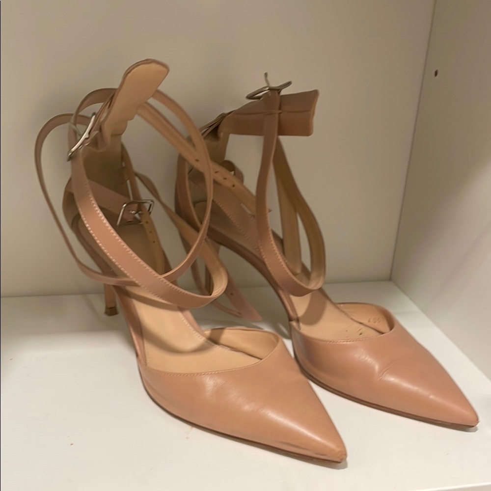 Gianvito Rossi Tan Stiletto Heels with Ankle Straps